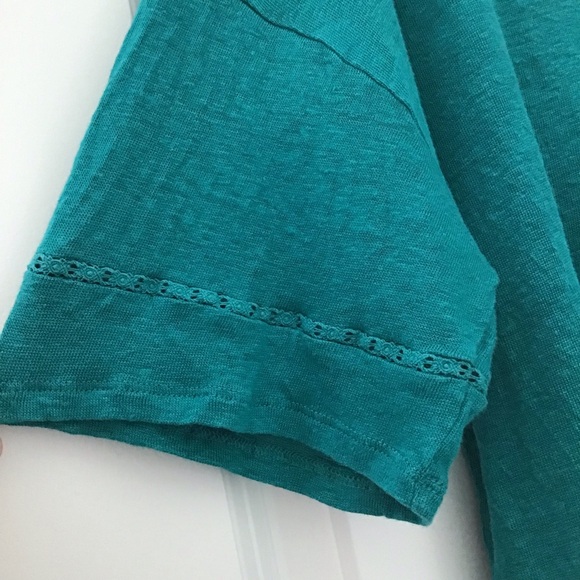 J. Jill Love Linen Teal V-Neck Top - Picture 2 of 5